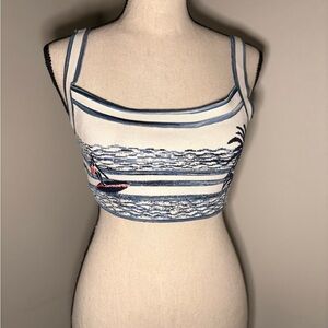 BCBG Blue and White Tank Top